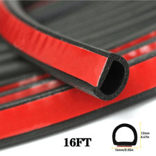 16Ft D-Shape Rubber Car Door Seal Strip Hollow Edge Guard Weatherstrip Universal picture