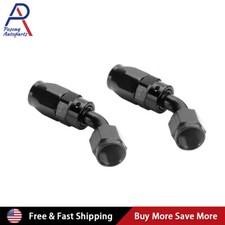 2Pcs Universal 45 Degree  Swivel  Fuel Hose End Fitting/Adaptor AN6 -6AN Black picture