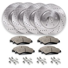 Front & Rear Drilled Brake Rotors + Pads for 2009-18 Audi Q3 VW Tiguan picture
