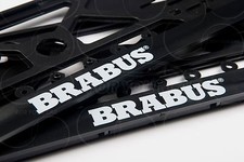 2x BRABUS LOGO LICENSE PLATES FRAMES NUMBER PLATE SURROUNDS HOLDERS MERCEDES picture
