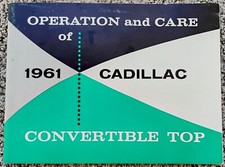 Near NOS 1961 Cadillac Series 62 Convertible Top Operator's Manual NOT Re-Print picture