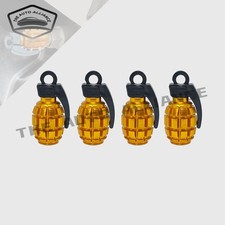 4pcs Grenade Style Car Wheel Tyre Valve Stem Alloy Caps Bicycle Dust Coves-Gold picture