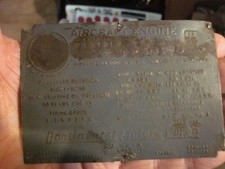 original Continental Motors Engine Data Plate -Read picture
