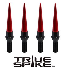 20 TRUE SPIKE 14X1.5MM 28MM SHANK STEEL LUG NUT BOLTS W/ RED EXTENDED SPIKES picture