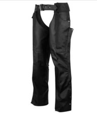 Motorcycle Black Mens Leather Riding Biker Chaps Men's New Chaps picture