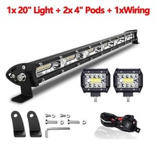 Barra de luces LED de 20 pulgadas para camión todoterreno+kit de cableado de 4
