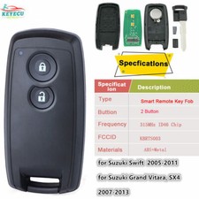 for Suzuki SX4 Grand Vitara Swift Smart Remote Key Fob KBRTS003 315MHz ID46 Chip picture