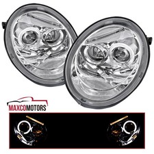 Projector Headlights Fits 1998-2005 VW Volkswagen Beetle LED Halo Left+Right picture