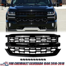 For 2016-2018 Chevy Silverado 1500 LTZ Gloss Black Front Bumper Grille Assembly picture