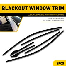 6x Gloss Black Black Window Trim Blackout Kit For 2016-2021 Honda Civic Sedan picture