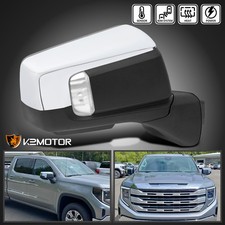 Right Side Fits 2019-2026 GMC Sierra 1500 Chrome Power Heated Mirror+Temp+BSD picture