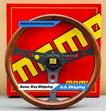 MOMO Heritage Indy Black Woodgrain Mahogany Wood Steering Wheel 350mm picture