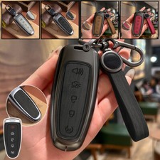 Zinc Alloy Leather Car Smart Key Fob Case Cover For Ford Edge Explorer Escape picture