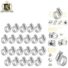 High Torque Stainless Steel Hose Clamps - 22 Pack, Adjustable Range 5/16