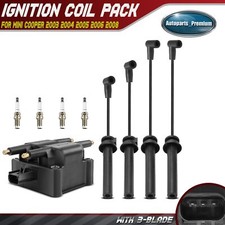 1x Ignition Coil & 4x Iridium Spark Plugs & 4x Wires for Mini Cooper 02-06 2008 picture
