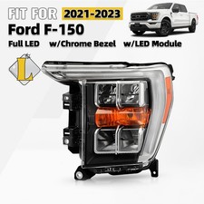 Full LED Headlight For 2021-2023 Ford F-150 Chrome Bezel w/o AFS Driver Side picture