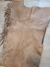 HUDSON LEATHER WOMEN'S TAN MOTORCYCLE CHAPS WAIST & SIDE ZIPPERS SZ: XL picture