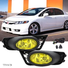 For 2009 2010 2011 Honda Civic Sedan Fog Lights W/ Wiring & Switch Yellow Lens picture