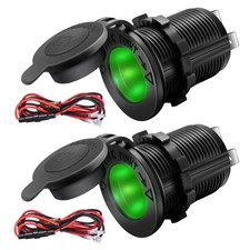 ZHSMS Universal 12V/24V Car Cigarette Lighter Socket Replacement with Green picture