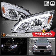 Clear Fits 2007-2011 Honda CRV CR-V LED Strip Projector Headlights Left+Right picture