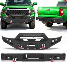 For 2014-2021 Tundra Steel Front / Rear Bumper W/Winch Plate Sensor Holes Lights picture