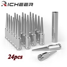 24 PCS Chrome Spike Lug Nuts M14x1.5 For Chevy Silverado Tahoe 4.4