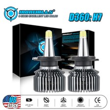 IRONWALLS 360° H7 LED Headlight Bulbs Conversion Kit Super High/Low Beam 6500K picture