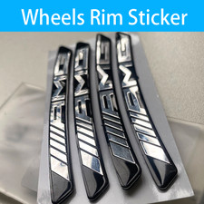 4Pcs 3D Silver Black Sticker Badge For AMG Sport Wheel Wheels Rim Decal Emblem picture