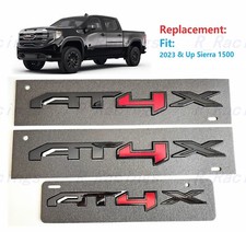 3PCS Gloss Black Red Doors Rear AT4X Emblems GMC 2022+ Sierra 1500 picture