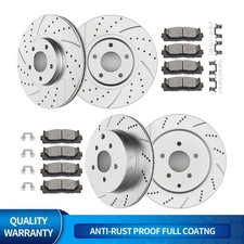 For 2014-24 Infiniti Q50 Q60 Front and Rear Drilled Disc Brake Rotors Pads Kit picture