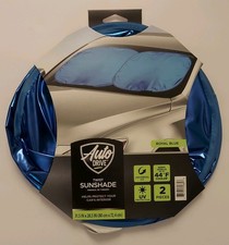 Auto Drive Car Windshield Twist Sun Shade Royal Blue 2-Pk 31.5