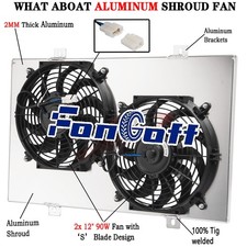 Aluminum Shroud + 2x 12'' Fan Fit 1975-79 Ford Thunderbird Torino Mercury Cougar picture
