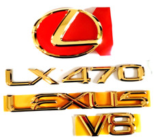 98-03 FITS NEW LEXUS LX470 REAR TRUNK EMBLEM 24K GOLD KIT 1998 1999 2000 2001 03 picture