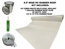 8.5' Width x 15' Length PVC RV Rubber Roof Installation Kit Bright White picture