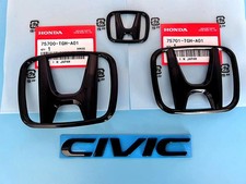Genuine Style Front Rear Black Emblem For 2016-2021 Honda CIVIC 4Dr picture