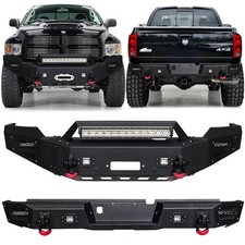 Vijay For 2002-2005 Dodge Ram 1500 Steel Front/Rear Bumper W/Winch Plate&LIghts picture