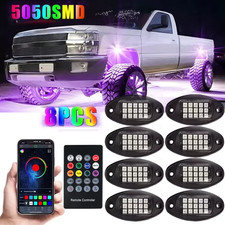 8Pods RGB LED Rock Lights Offroad Music Wireless Bluetooth Underglow Neon Lights picture