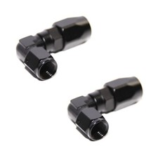 2pc 90°Deg Swivel Fuel Oil Gas Line Hose End 4AN AN-4 Union Elbow Fitting Black picture
