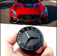 57mm Black Flat Hood Ornament Badge Emblem Fits Mercedes Benz E C W205 W213 US✅ picture