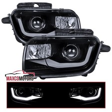 Smoke Projector Headlights Fits 2010-2013 Chevy Camaro LED Tube Lamps Left+Right picture