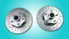 1964-1967 mustang v-8 disc brake rotors drilled and slotted 5406 zinc wash pair picture