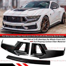 For 2024-26 Mustang S650 Dark Horse Full Carbon Fiber 3PC Front Grill Trim Cover picture