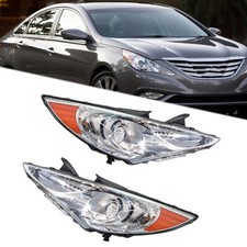 Pair Chrome Left+Right For Hyundai Sonata 2011-2014 LED Clear Headlights Lamps picture