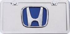 HONDA 3d  Chrome/ Blue Logo  License Plate, Protective  Lens + key chain picture