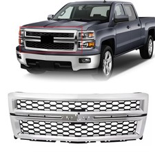 Front Bumper Upper Grille Grill For 2014 2015 Chevrolet Silverado 1500 Chrome picture