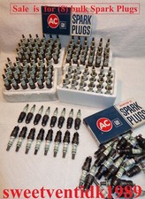 (8)  ‘NOS’ AC-R45TS Spark Plugs  4 Green Rings  ‘Assembly Line w / Yellow Tips’ picture