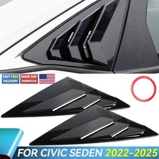 For 2022-25 Honda Civic Sedan Gloss Black Quarter Panel Rear Side Window Louver. picture