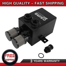 Black 2L 2X 12AN Oil Breather Catch Can Tank 2 Port Dual Breather Filter Kit picture