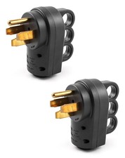 QWORK Nema 14-50P 50 Amp Male RV Replacement Plug, 2 Pack 125/250V Black  picture