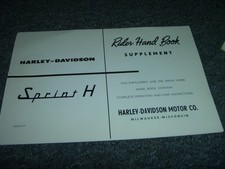 1963 Harley Davidson Sprint H Motorcycle Rider Handbook Supplement 99476-63P xz picture